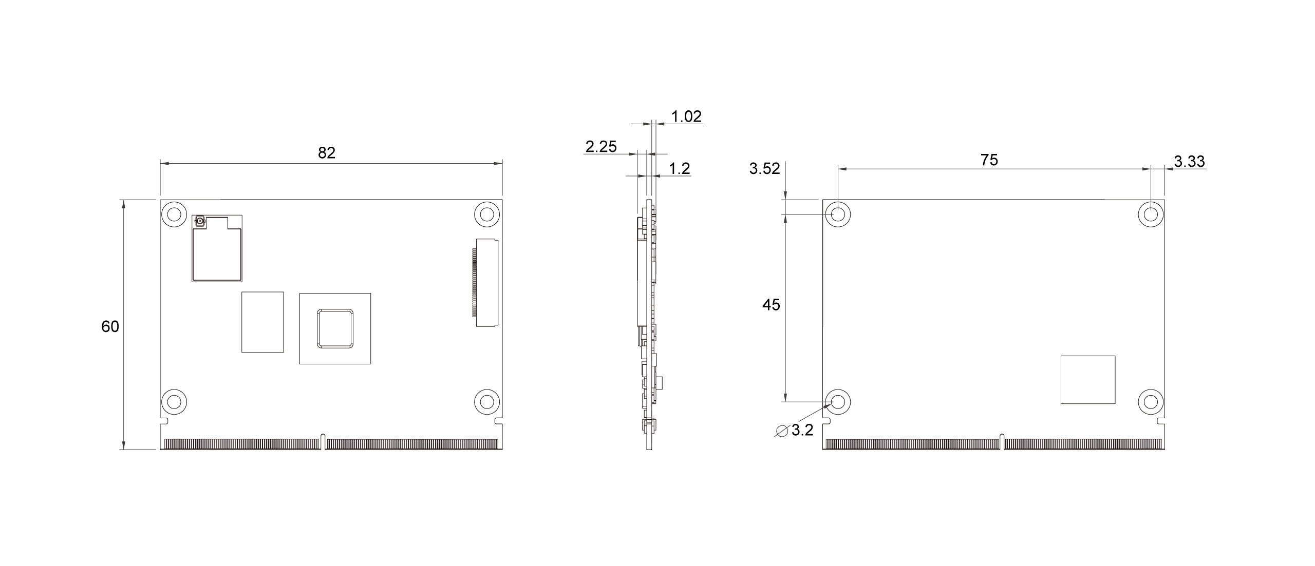 EDM-IMX8M Dimensions