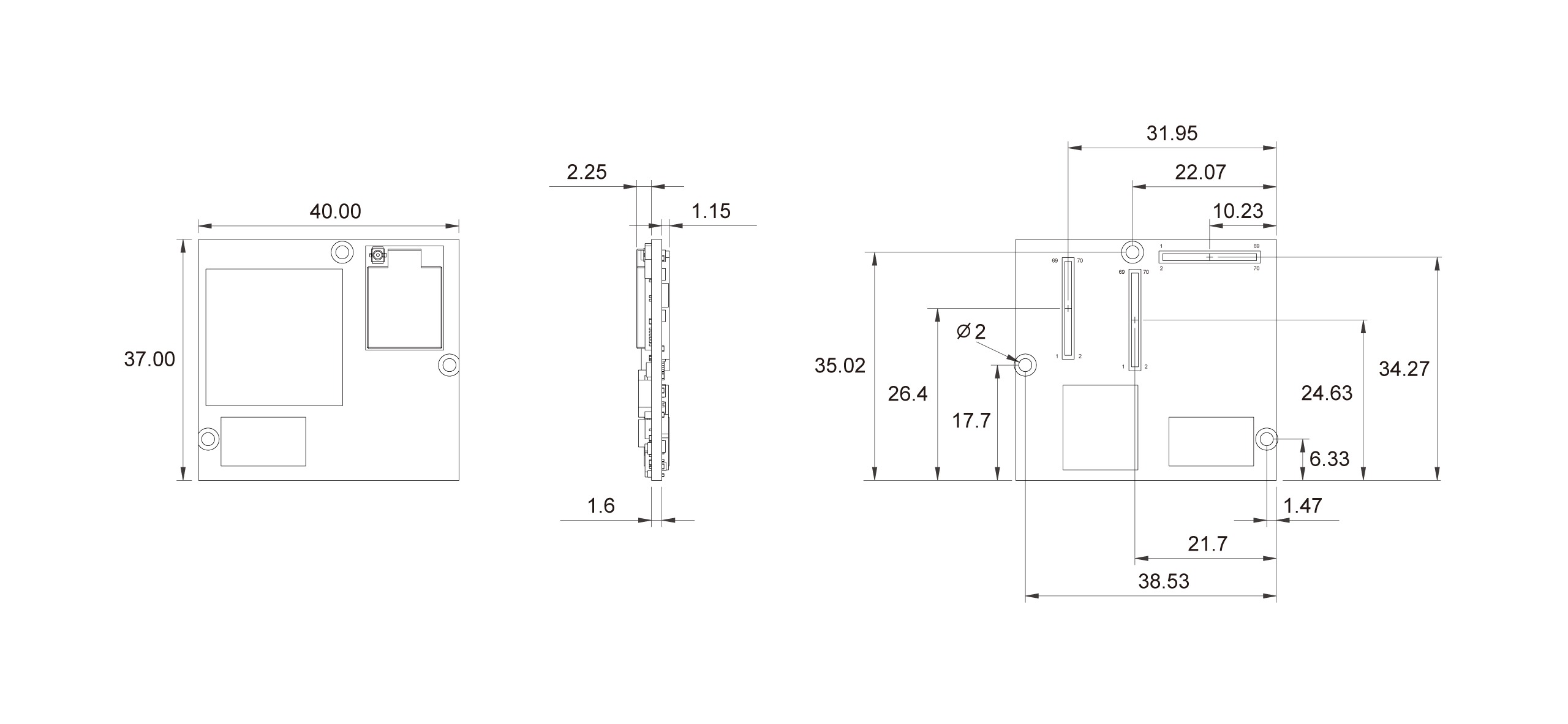 PICO-IMX6 Dimensions