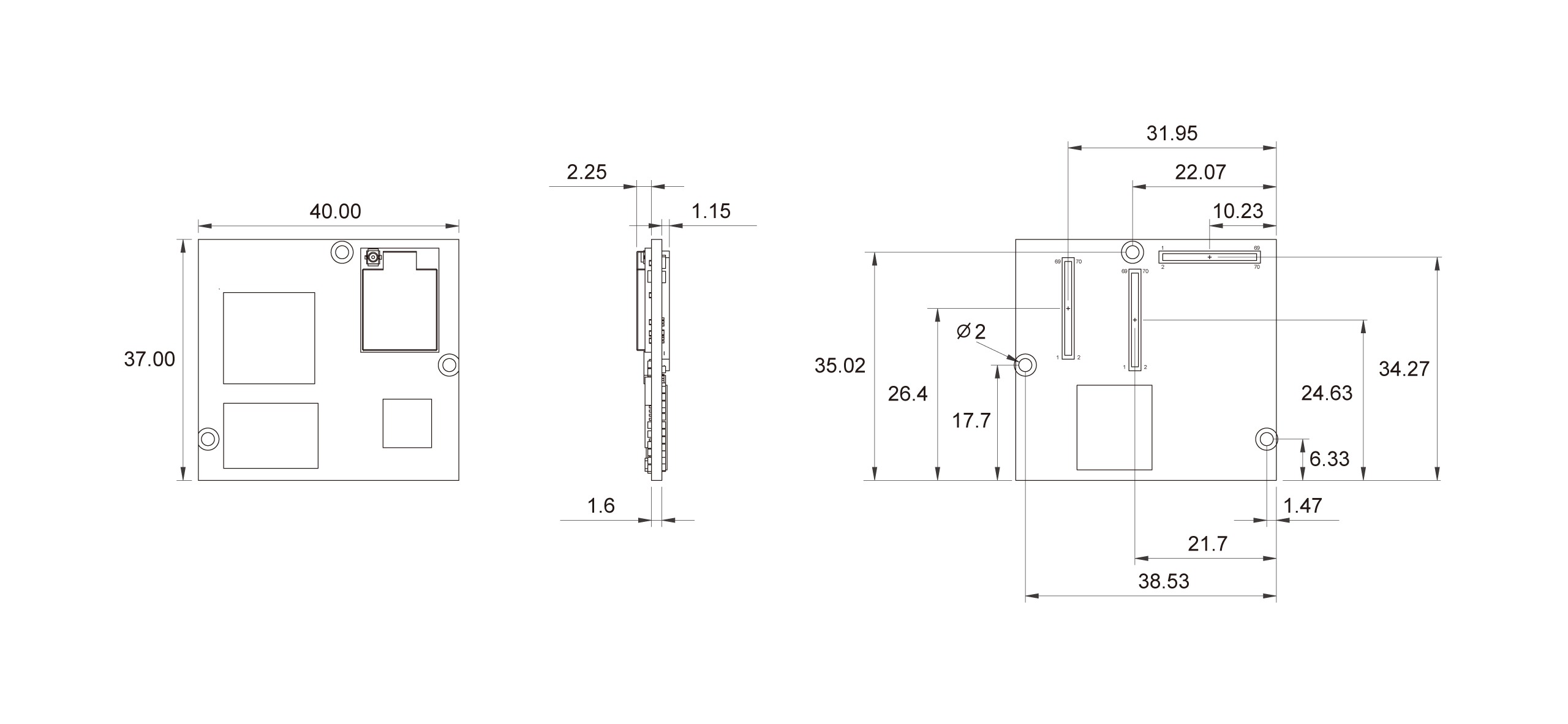 PICO-IMX8M-MINI Dimensions