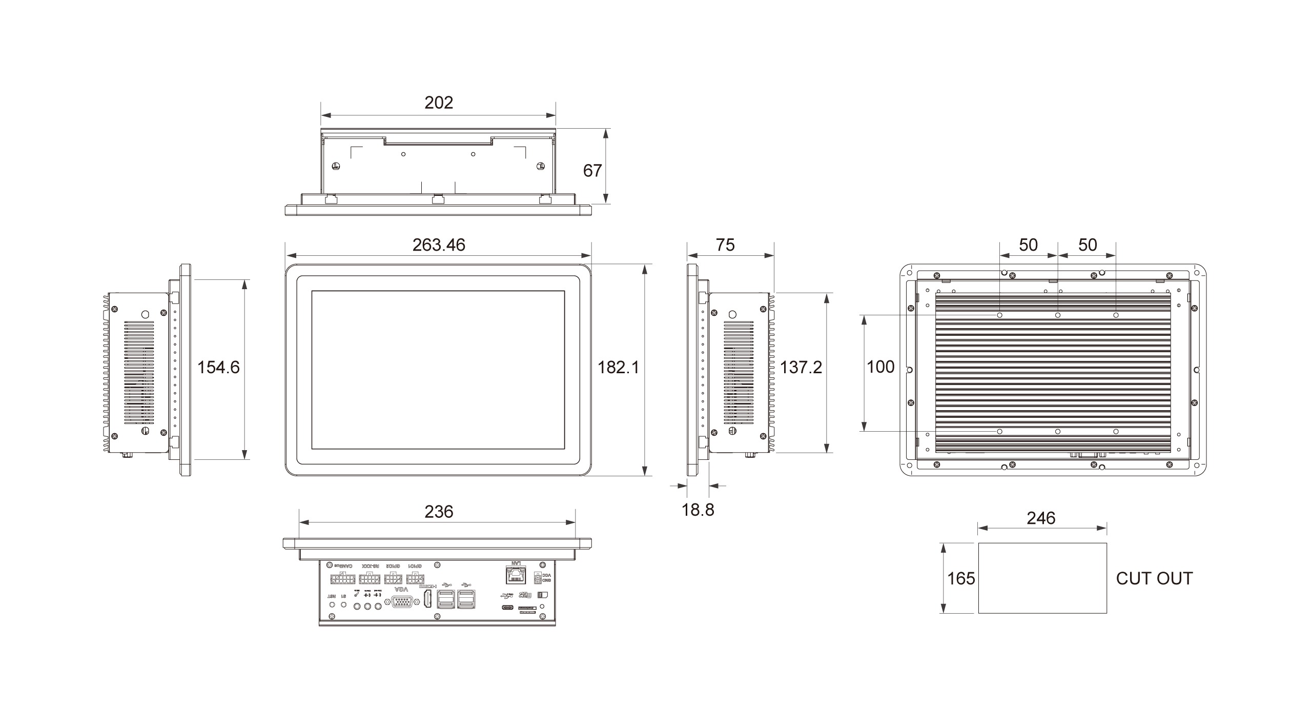 TEP-1010-IMX6 Dimensions