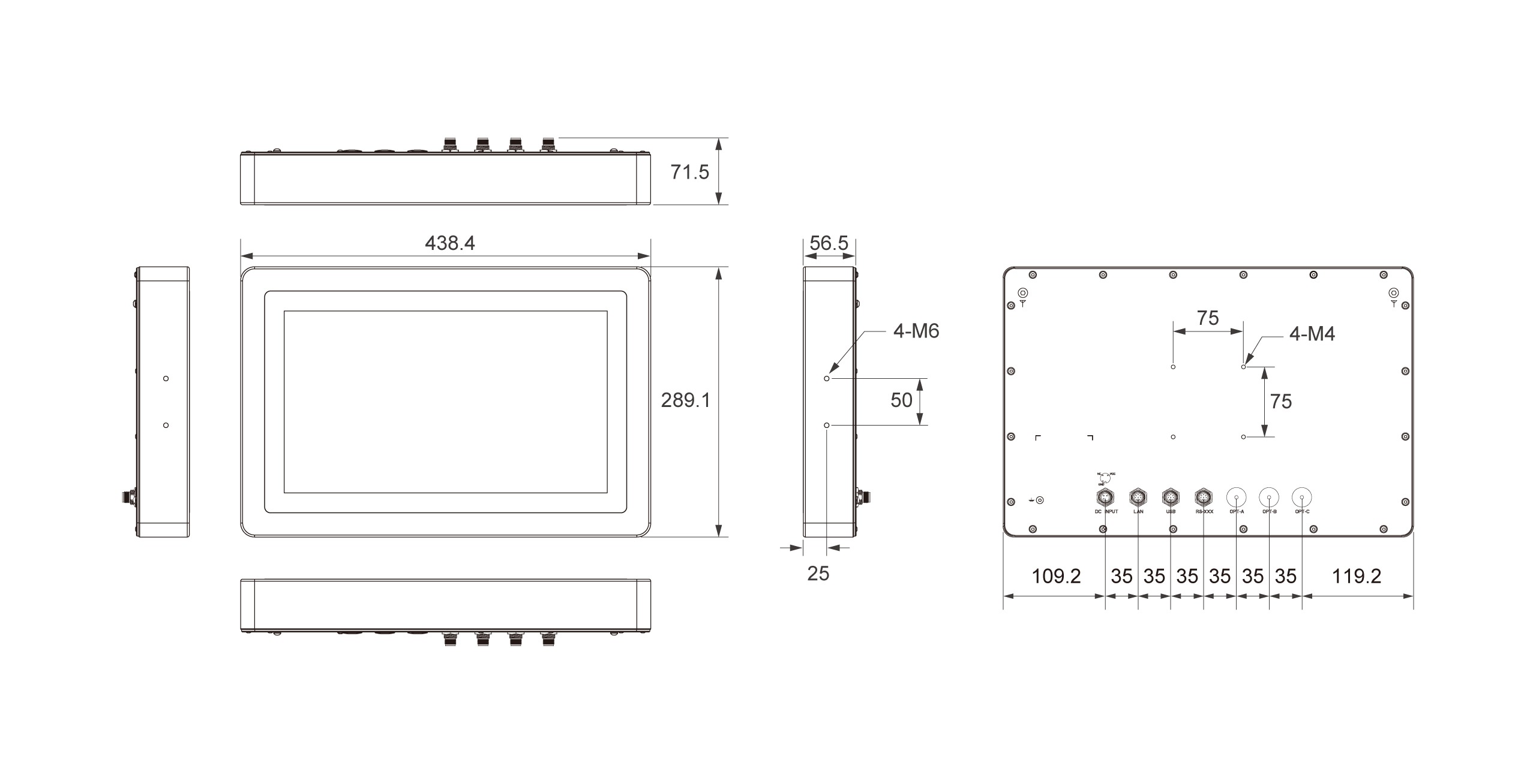 TWP-1560-IMX6 Dimensions