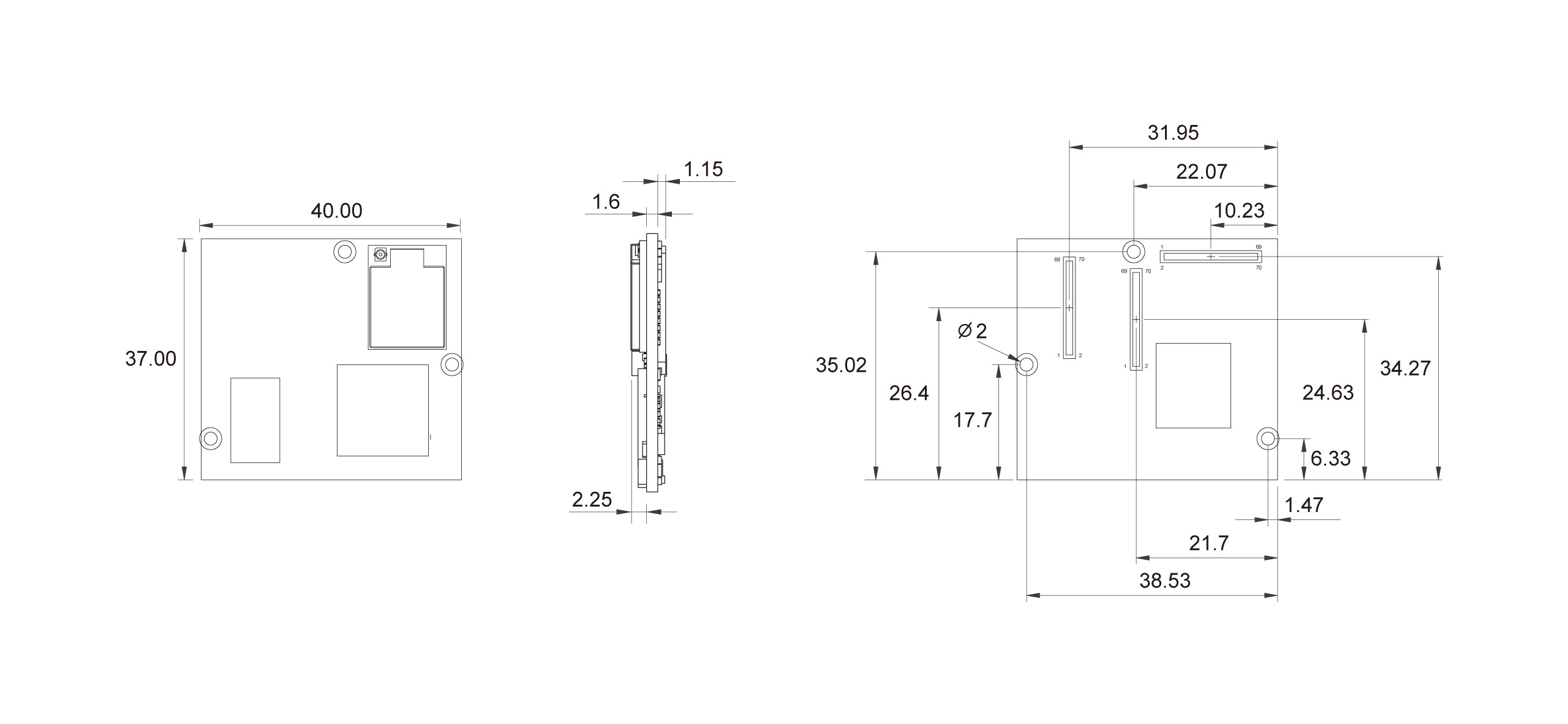 PICO-IMX6ULL Dimensions