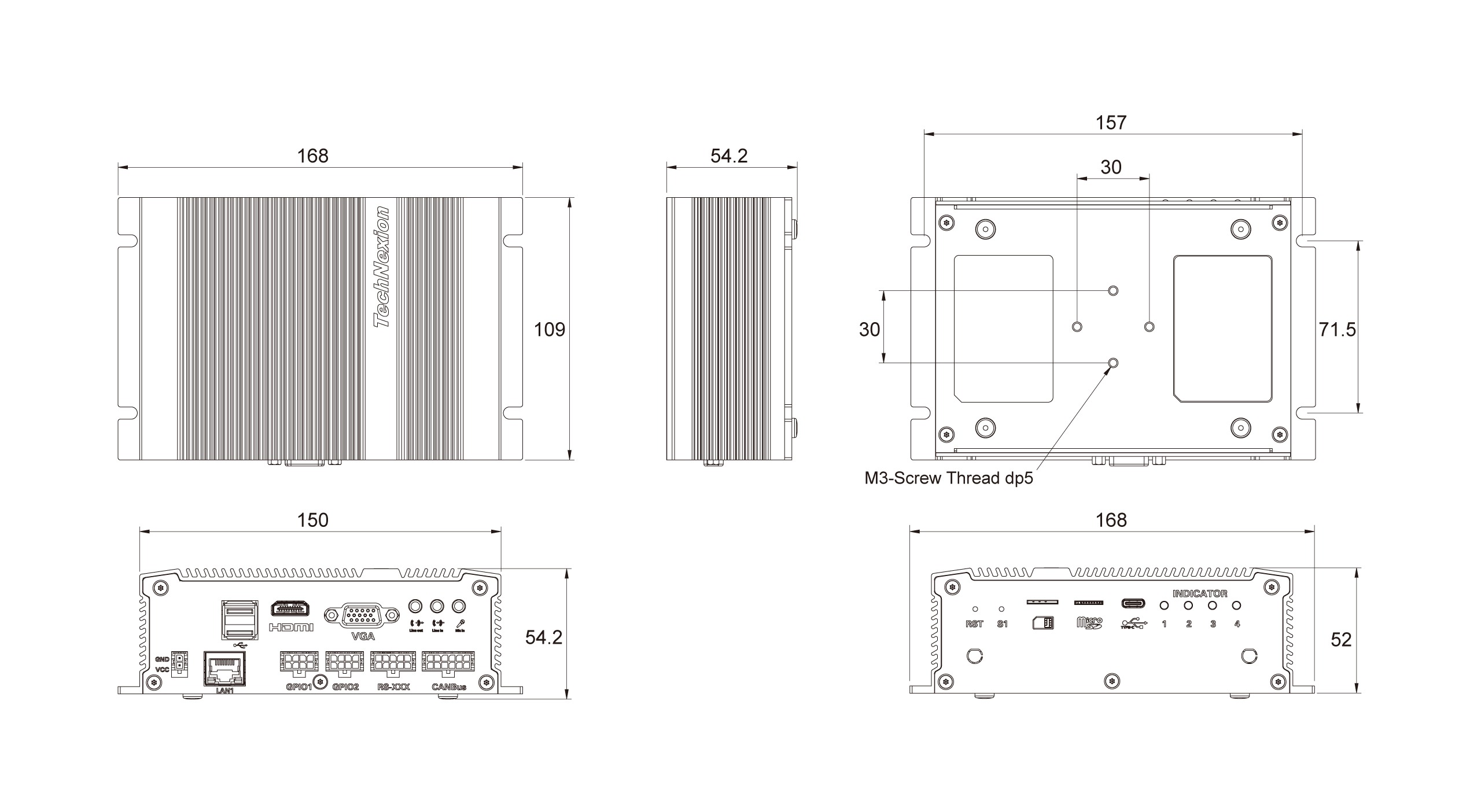 TEK3-IMX6 Dimensions