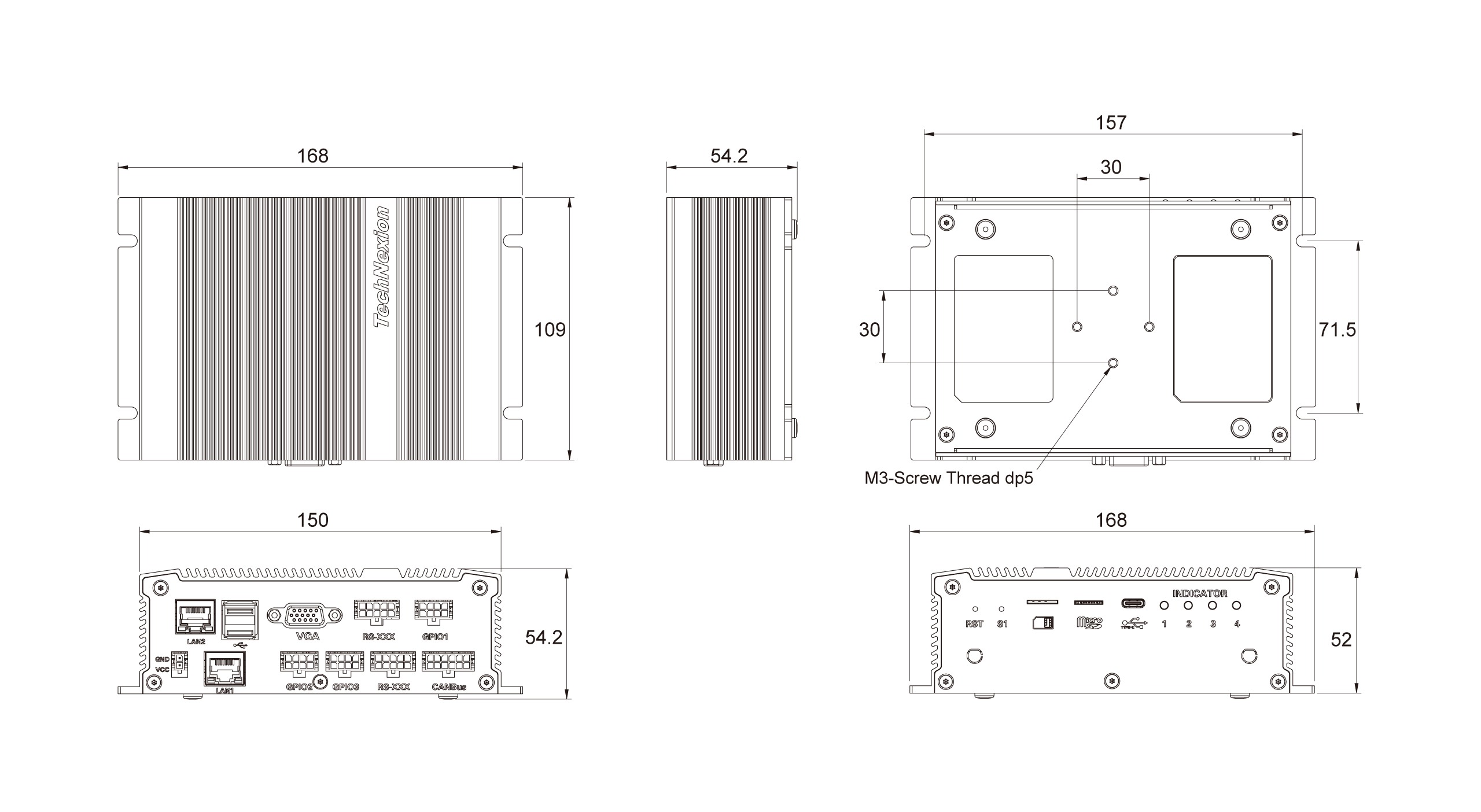 TEK3-IMX6UL Dimensions