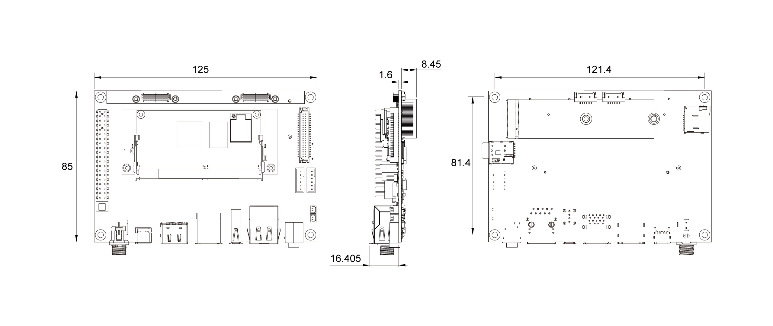 WB-EDM-G-IMX8M-MINI Dimensions