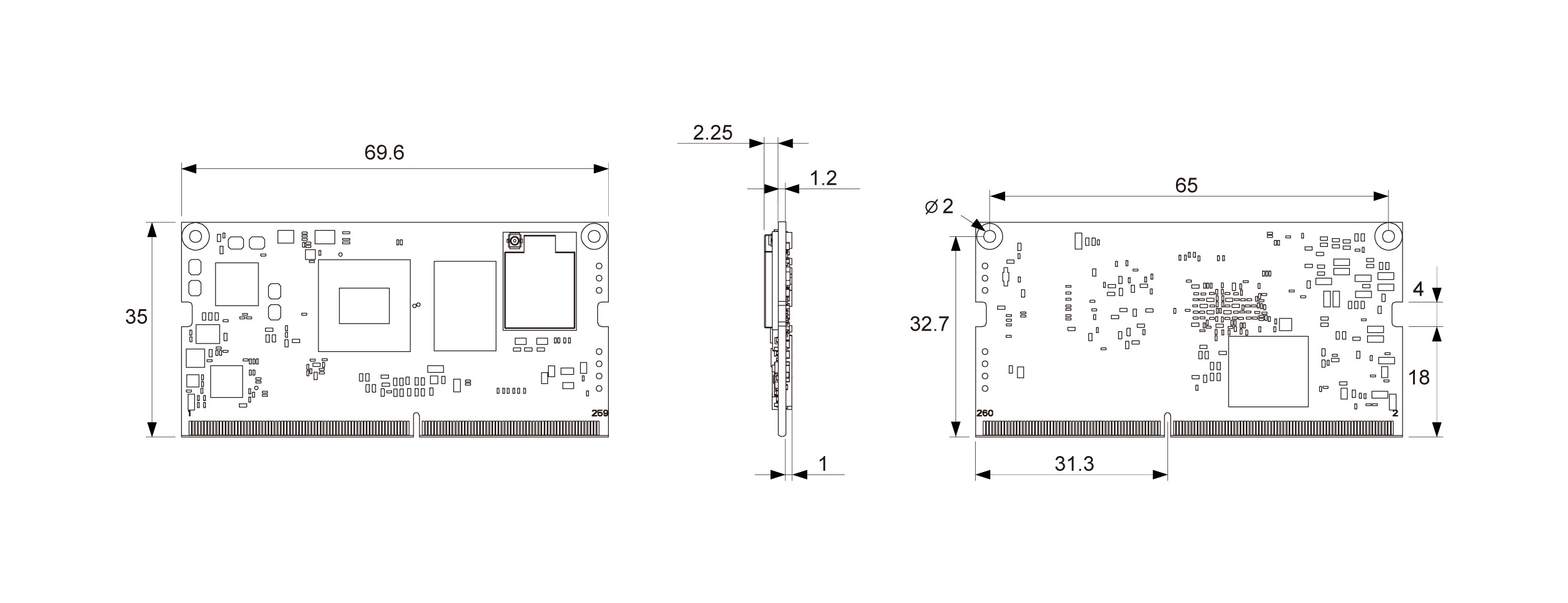 EDM-G-IMX8M-PLUS Dimensions