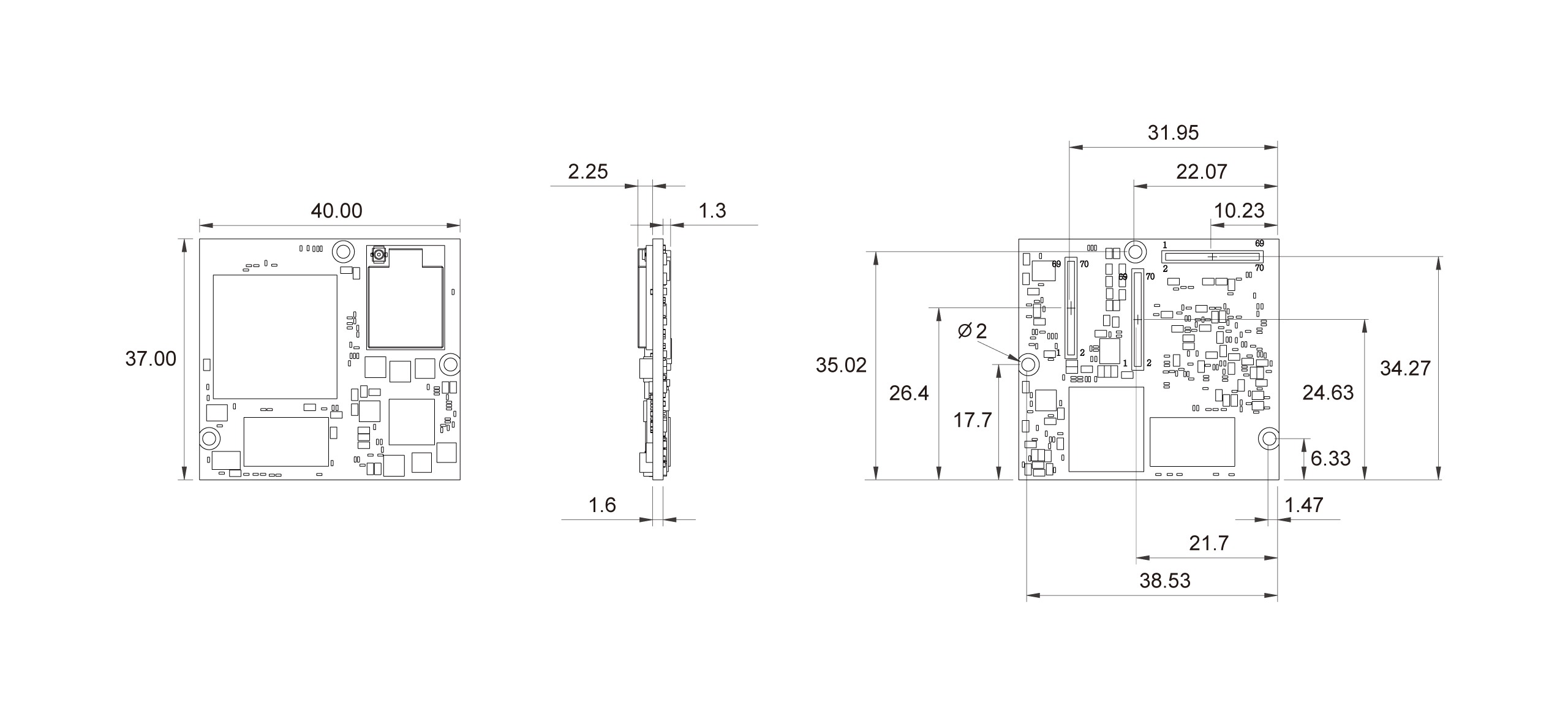 PICO-IMX7 Dimensions