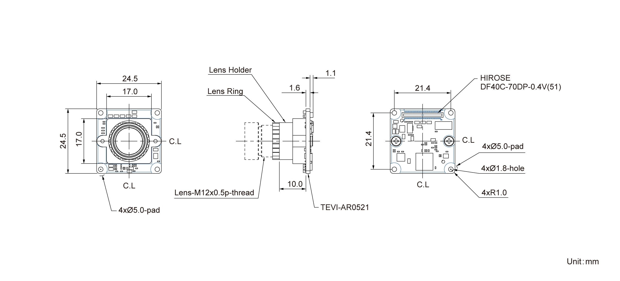 TEVI-AR0521-holder Dimension