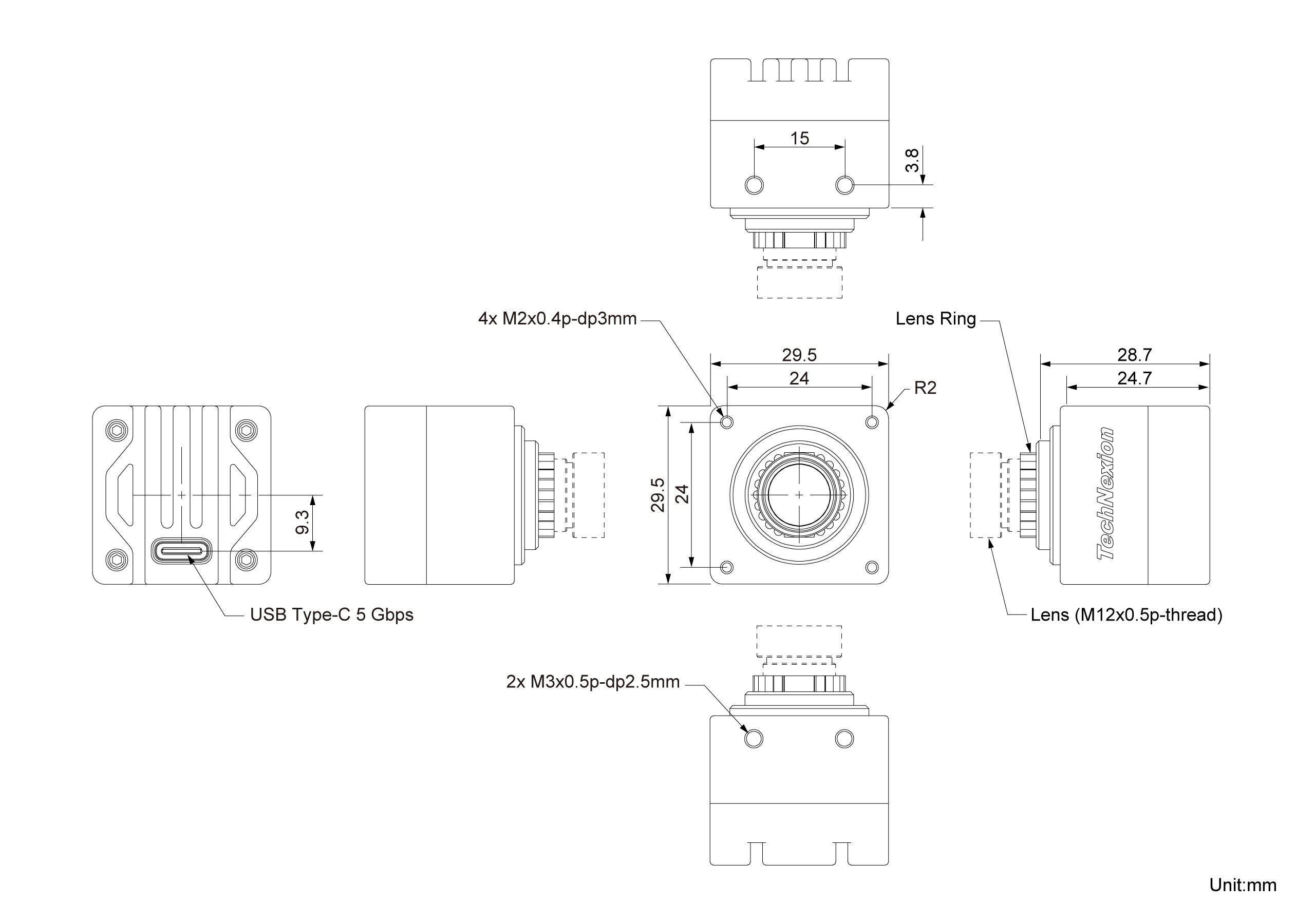 VCI-OV5640-SL Dimensions