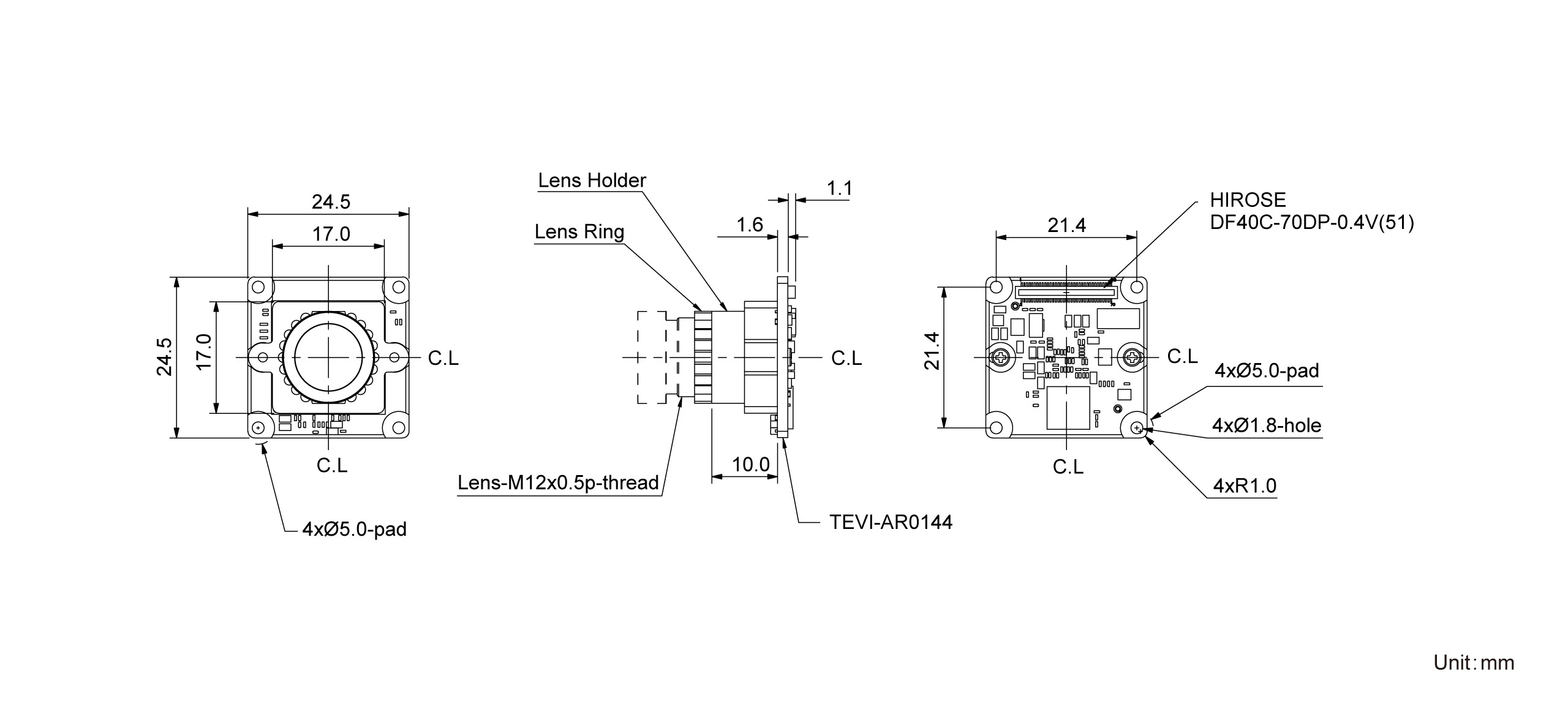 TEVI-AR0144-holder Dimension