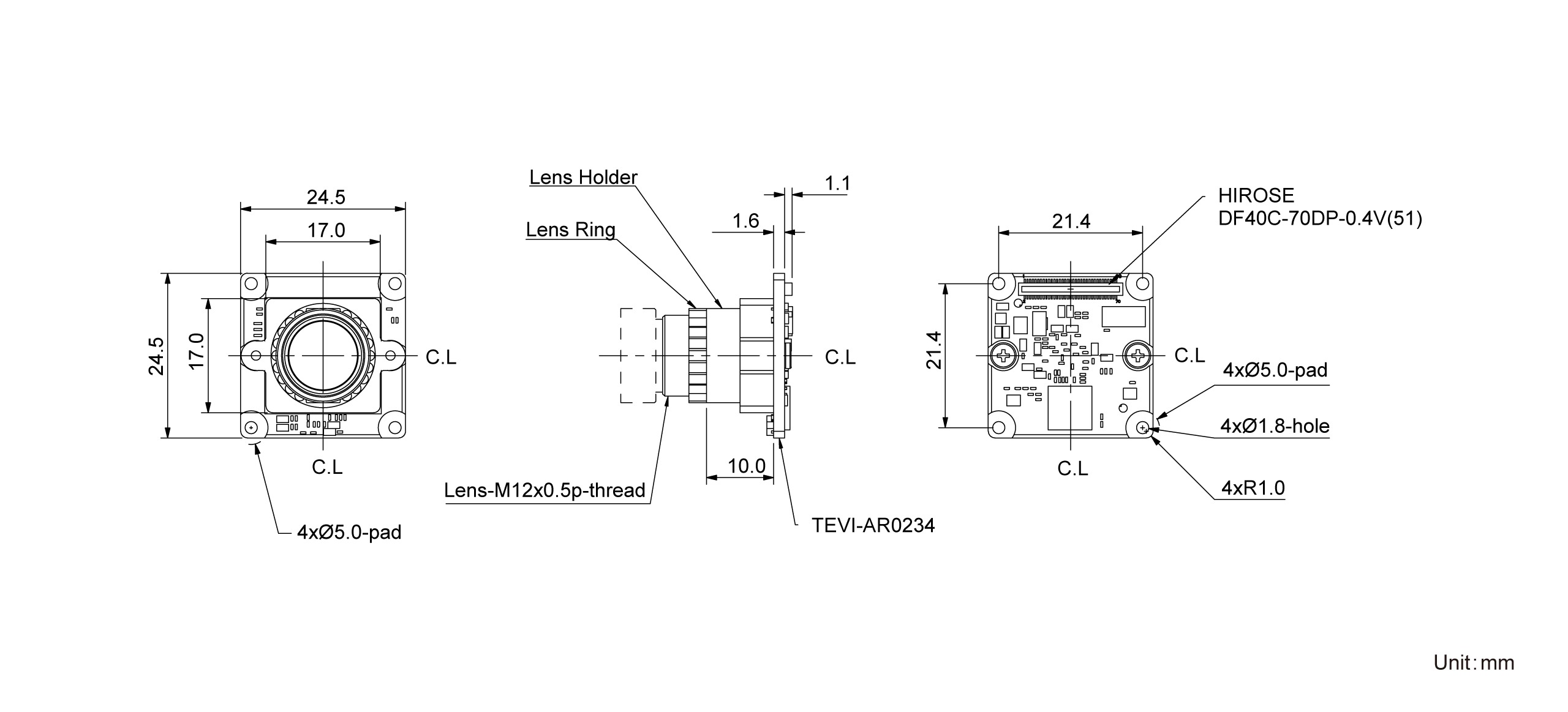 TEVI-AR0234-holder Dimension