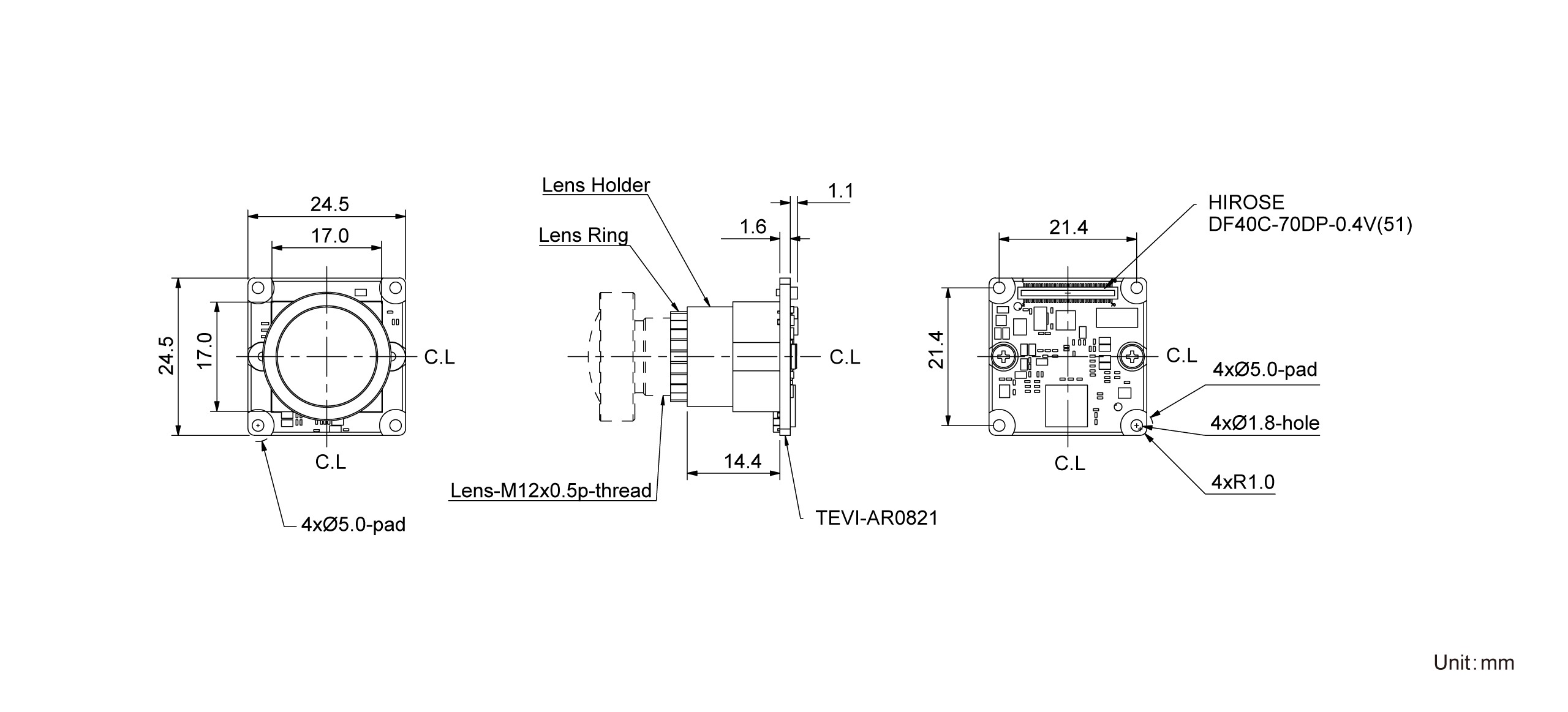 TEVI-AR0821-holder Dimension