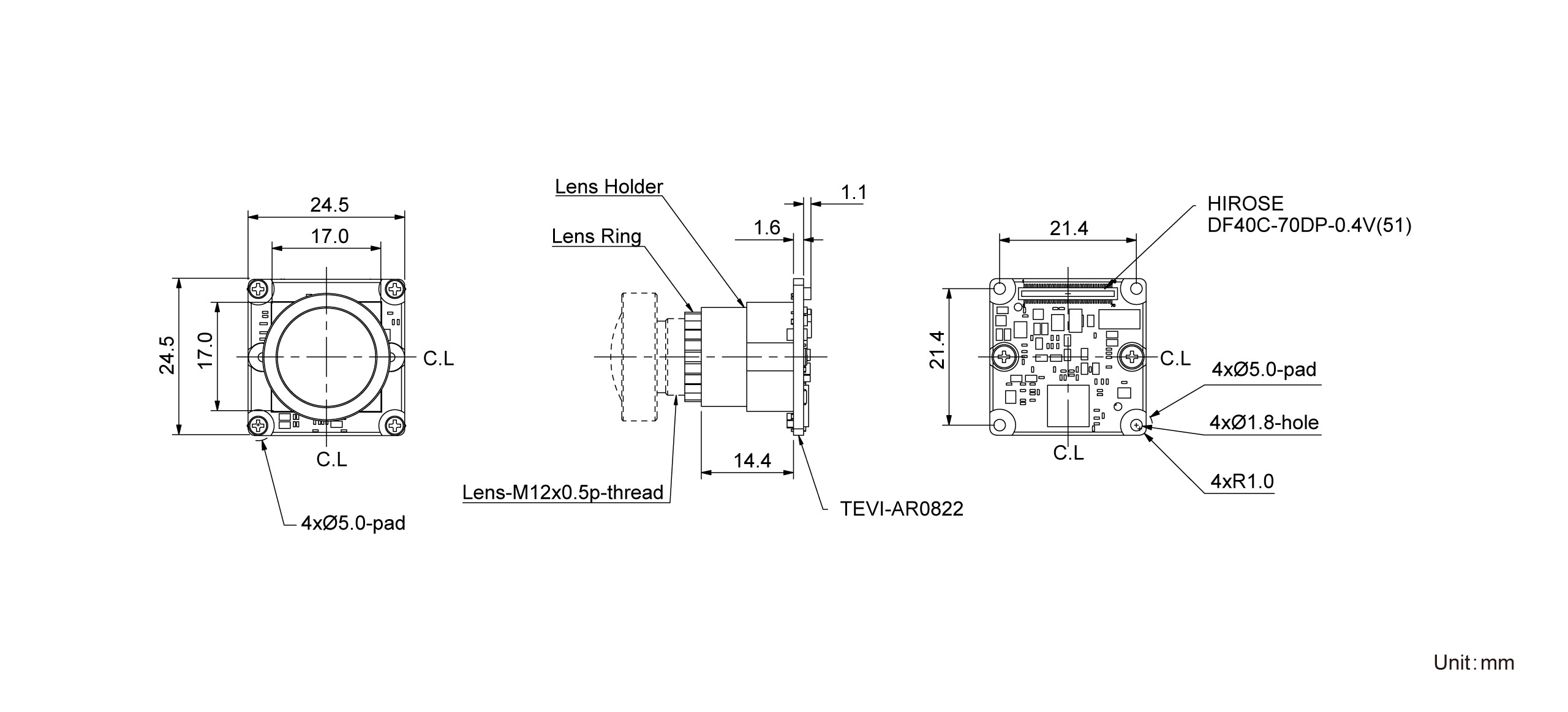 TEVI-AR0822-holder Dimension