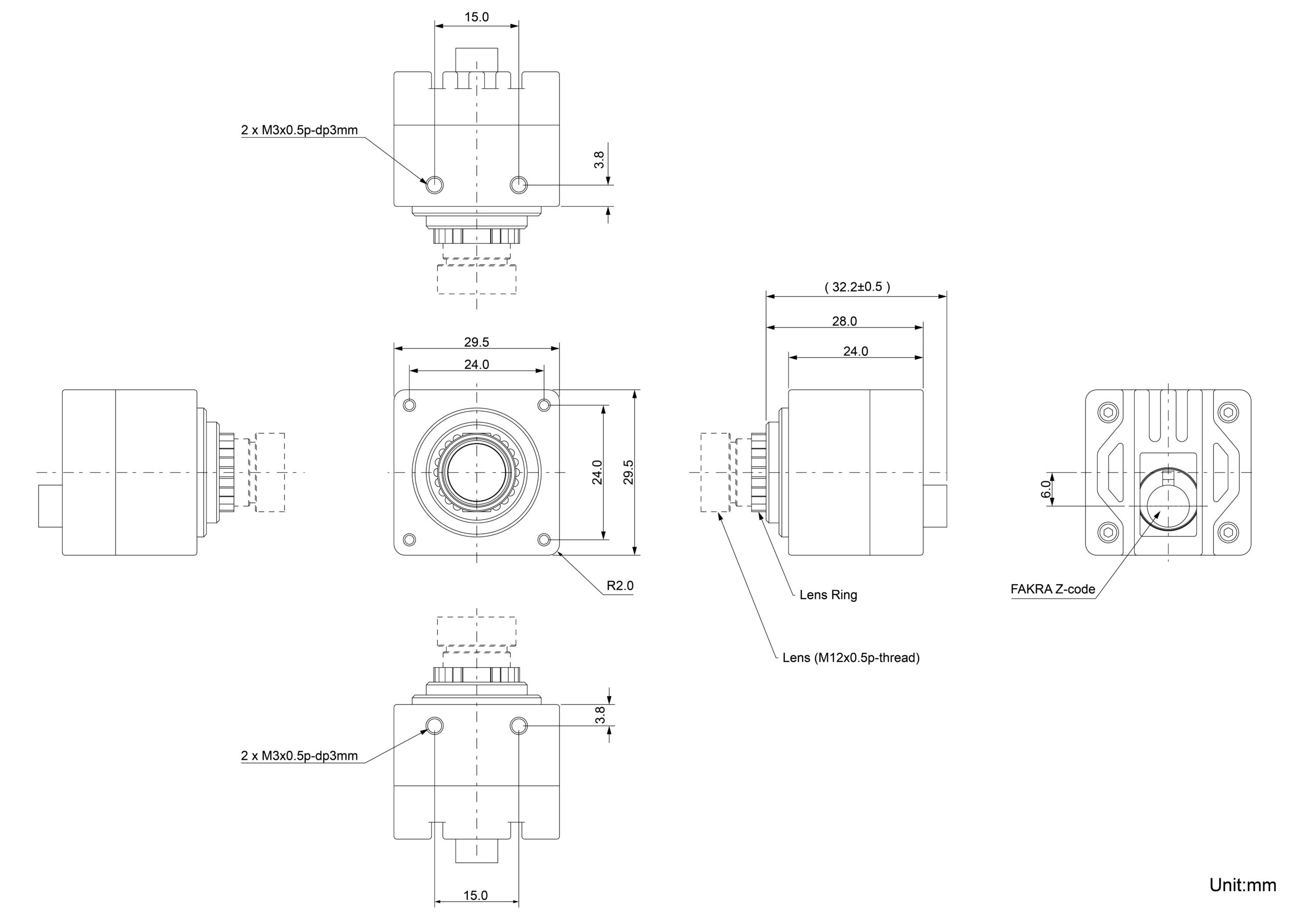 VLS-FPD3-AR0145-SL Dimensions