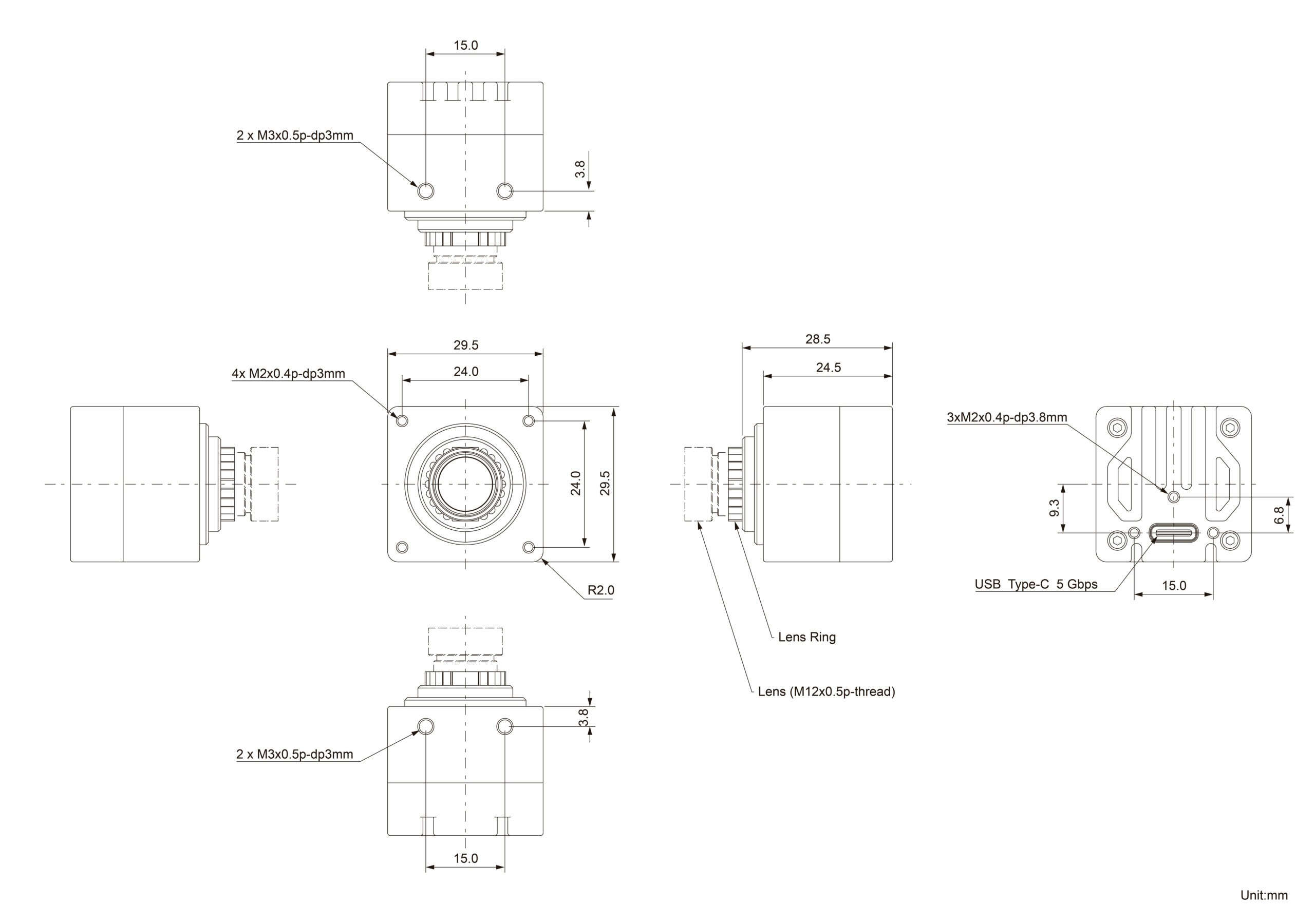 VCM-AR0821-SL Dimensions
